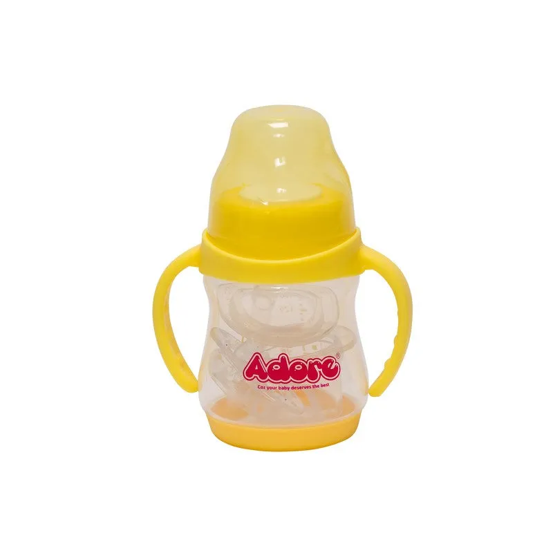 Jiggle 2 in 1 Plastic Feeding Bottle - Wide Neck with Handle