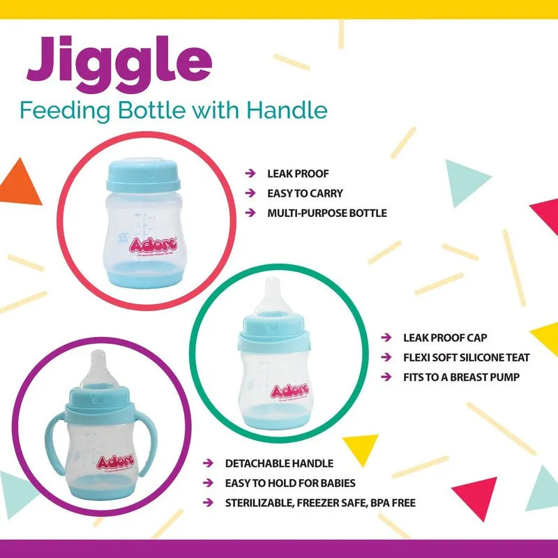 Jiggle 2 in 1 Plastic Feeding Bottle - Wide Neck with Handle