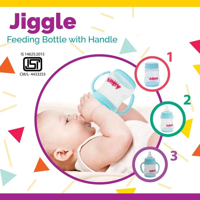 Jiggle 2 in 1 Plastic Feeding Bottle - Wide Neck with Handle