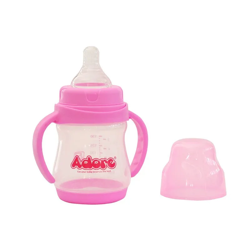 Jiggle 2 in 1 Plastic Feeding Bottle - Wide Neck with Handle