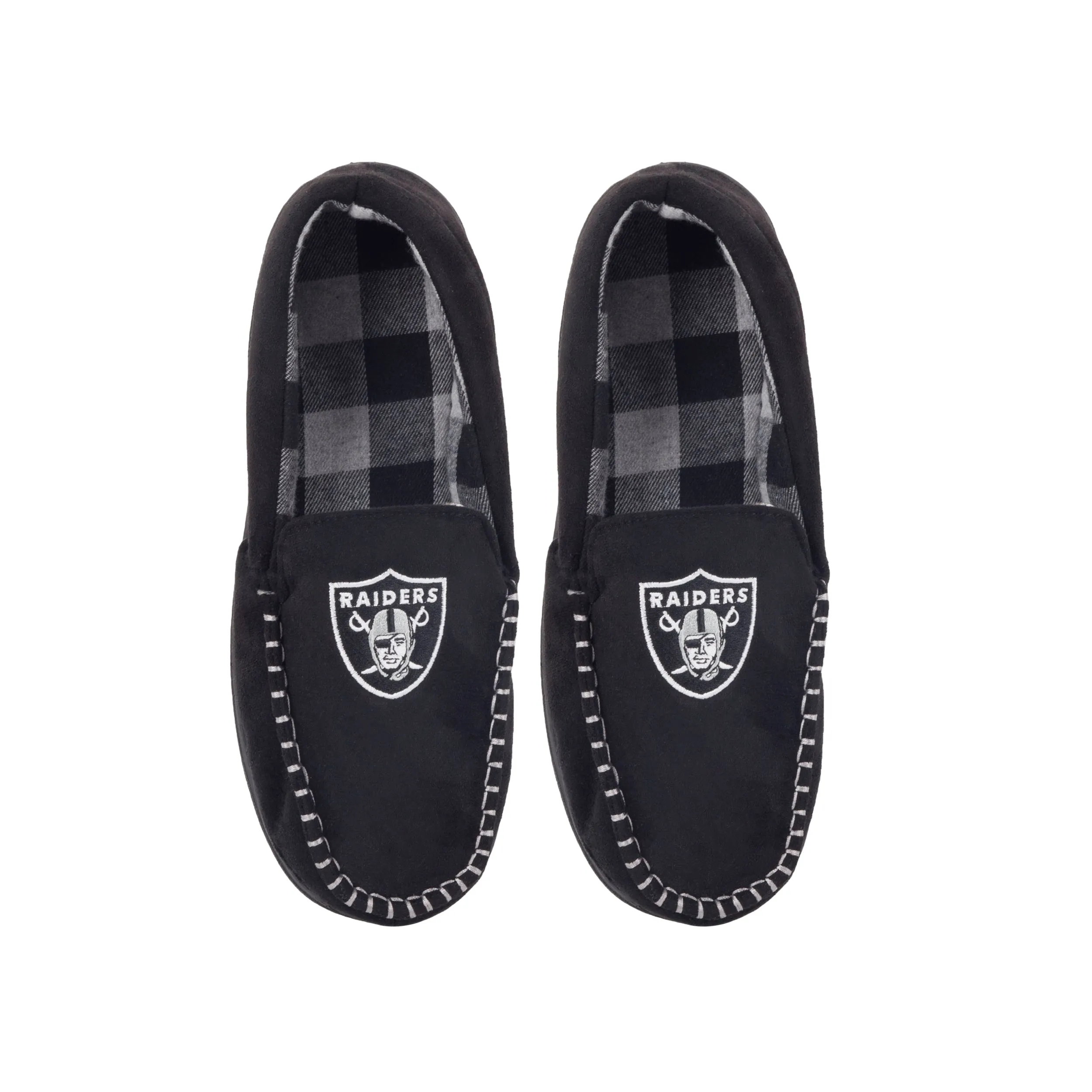 LAS VEGAS RAIDERS MEN'S MOCCASIN SLIPPERS