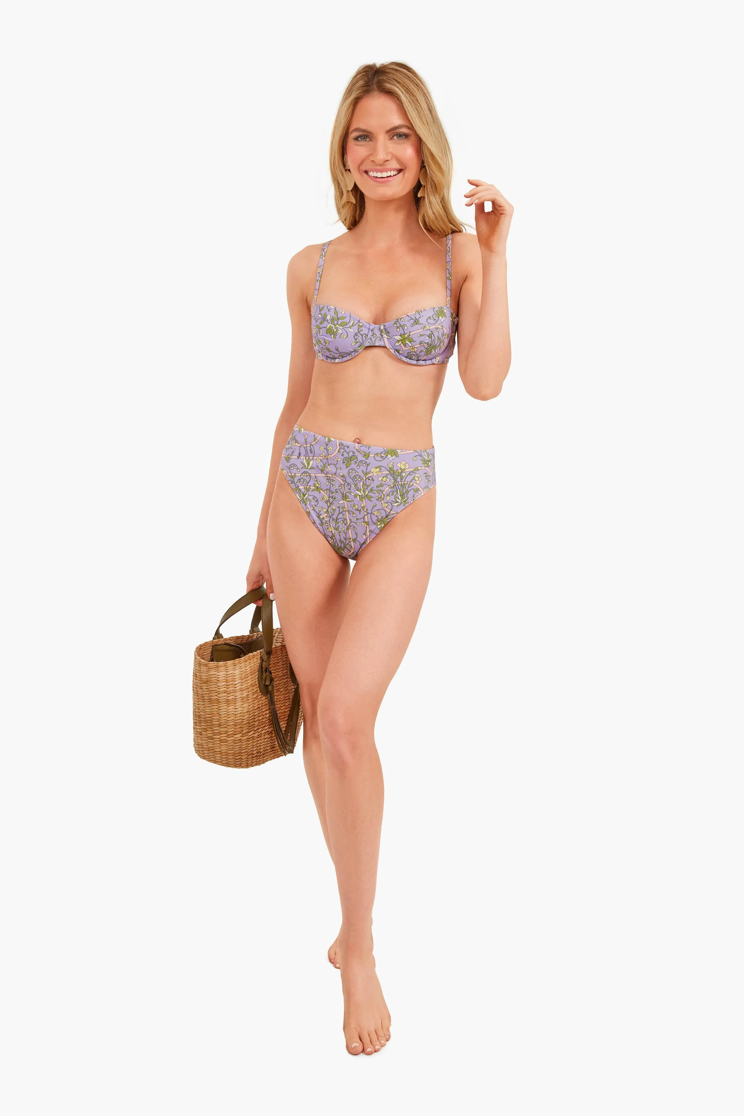 Lilac Garden Medallion Printed Underwire Bikini Top