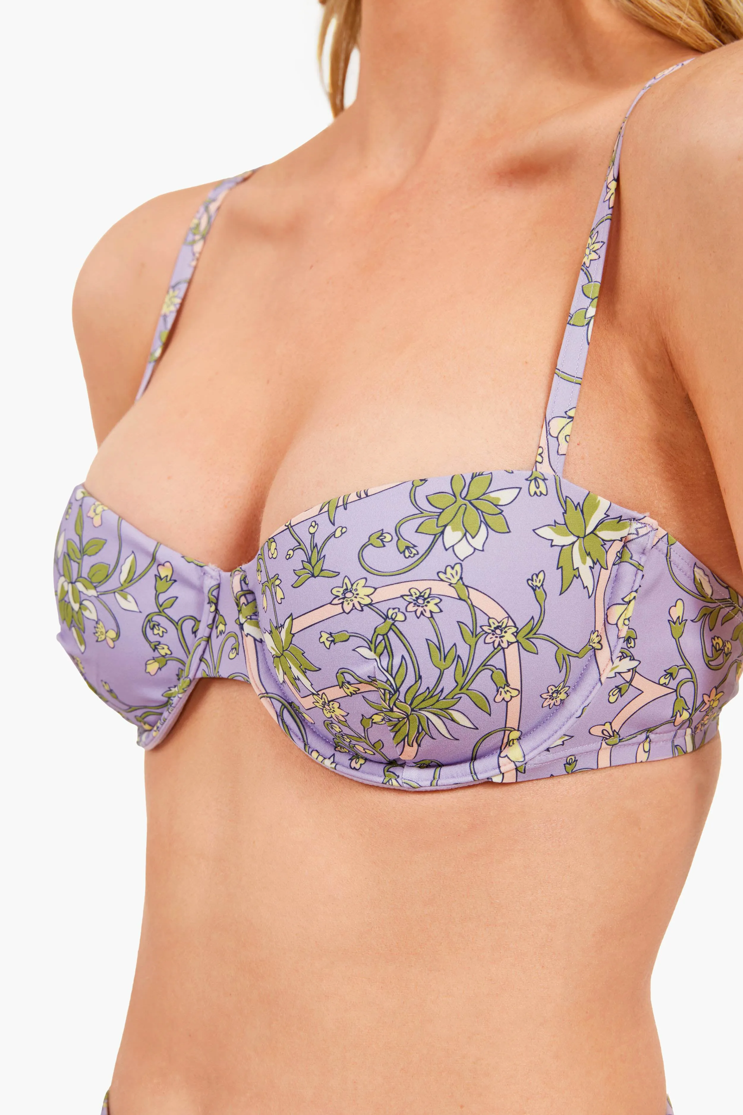 Lilac Garden Medallion Printed Underwire Bikini Top