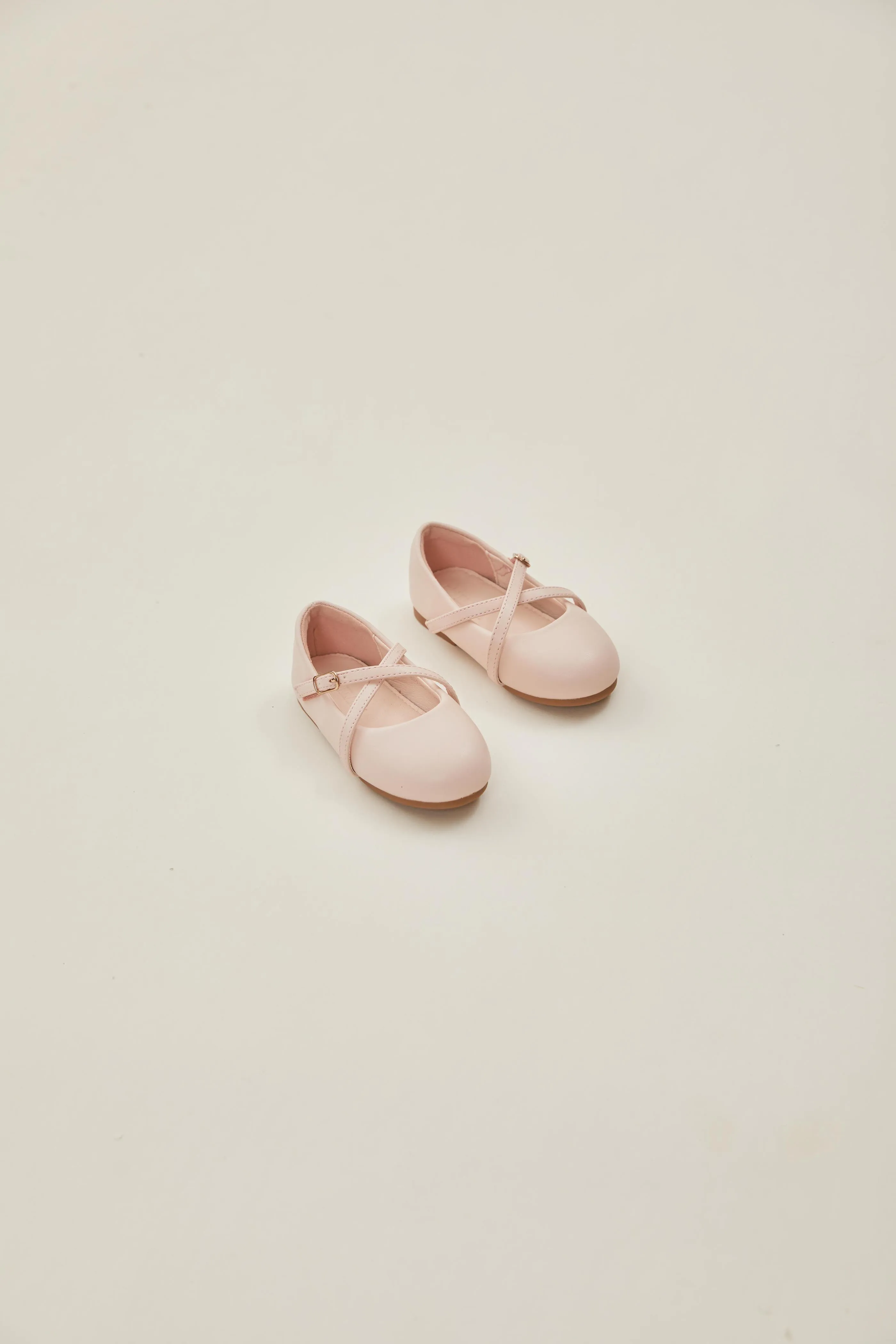 Mini Girl's Ines Cross-Strap Pumps in Blush