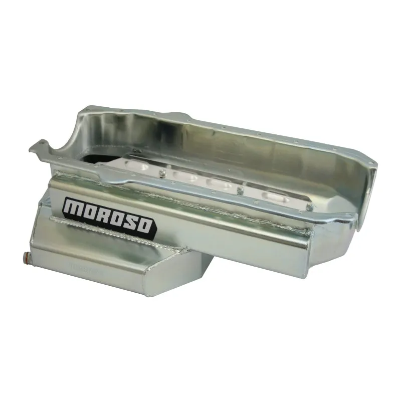 Moroso Power Kickout Series Oval Track Wet Sump Oil Pan - GM A-Body Cars - Street Stock - Late Model - 7 Quart Capacity - Painted Steel - Stage I Pan - Pre-1980 Blocks w/ Driver-Side Dipstick