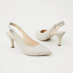 NeroGiardini Beige Leather Slingback Shoes