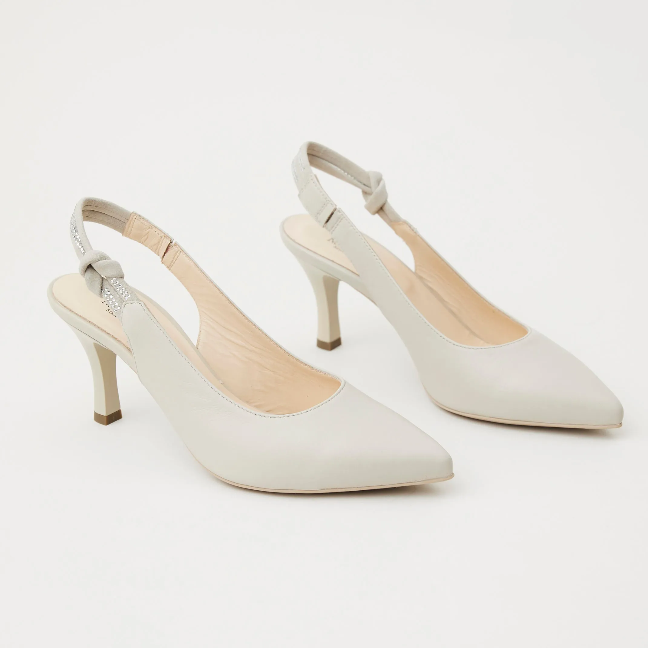 NeroGiardini Beige Leather Slingback Shoes