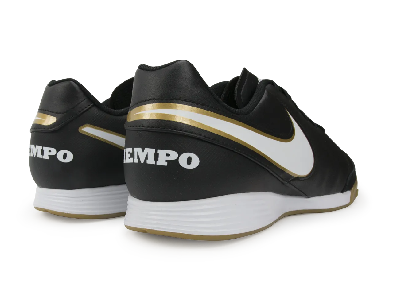 Nike Men's Tiempo Genio II Leather Indoor Soccer Shoes  Black/White/Metallic Gold