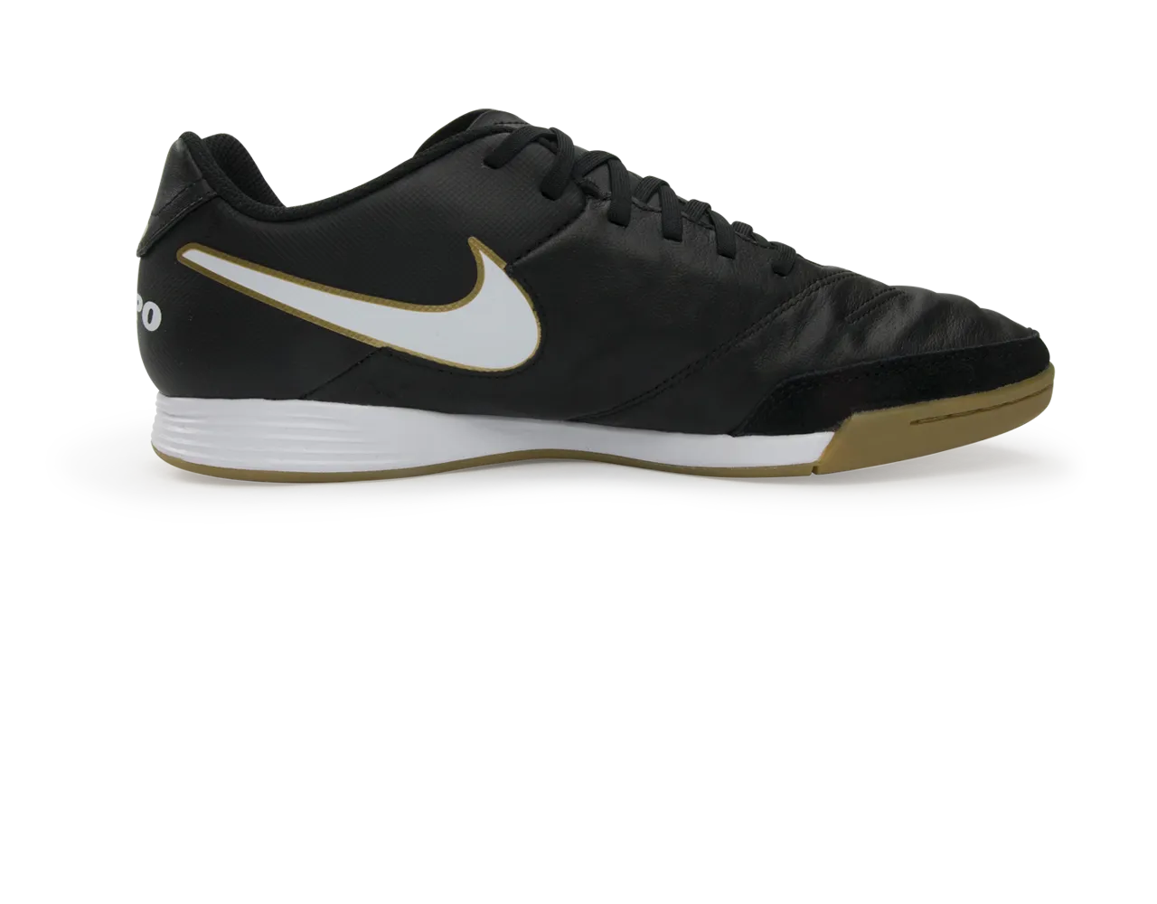 Nike Men's Tiempo Genio II Leather Indoor Soccer Shoes  Black/White/Metallic Gold