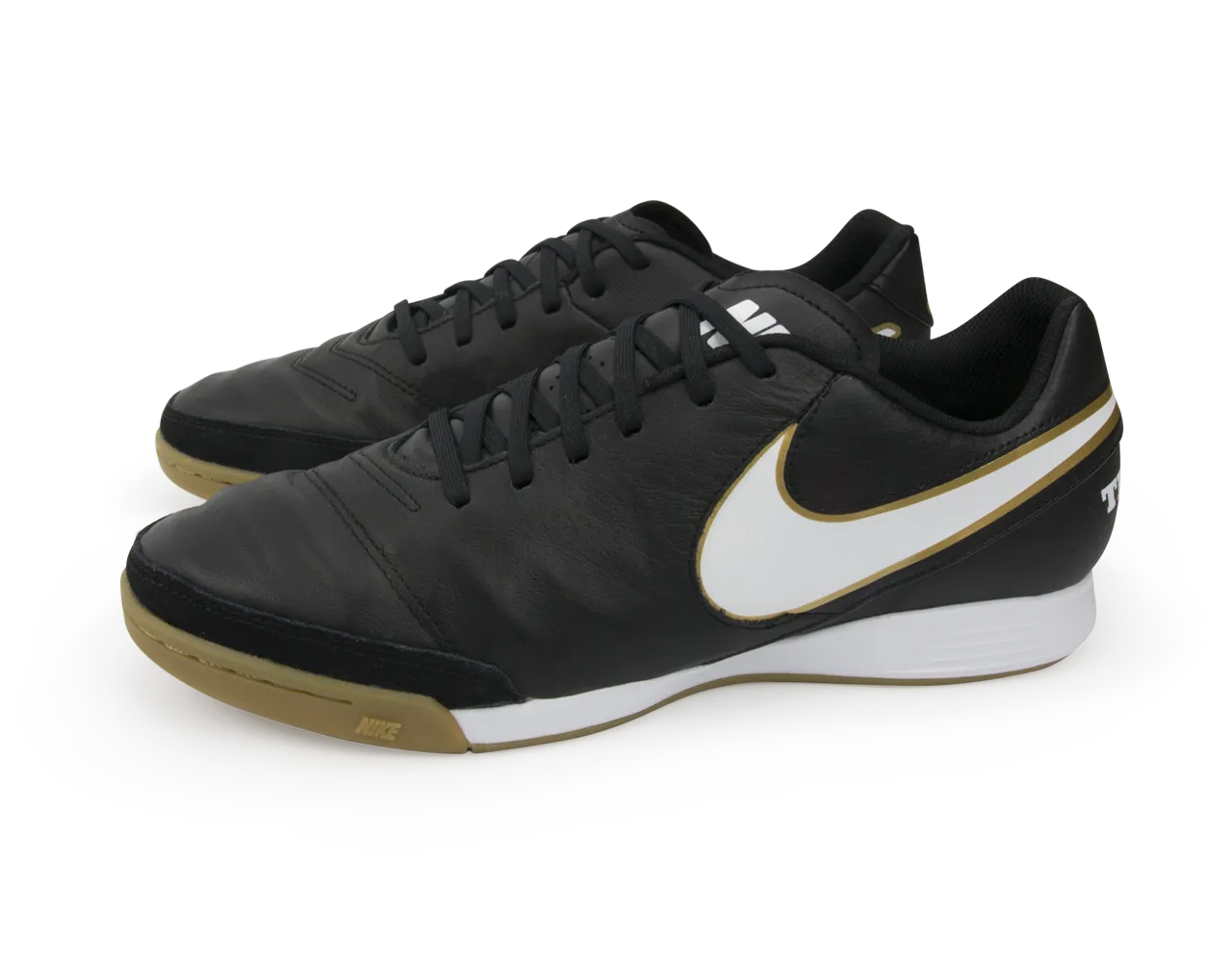 Nike Men's Tiempo Genio II Leather Indoor Soccer Shoes  Black/White/Metallic Gold