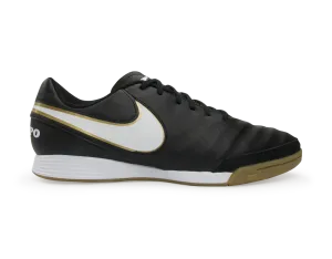 Nike Men's Tiempo Genio II Leather Indoor Soccer Shoes  Black/White/Metallic Gold