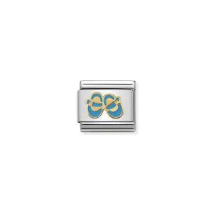 Nomination Composable Classic Link Daily Life Light Blue Baby Shoes in Stainless Steel with 18k Gold