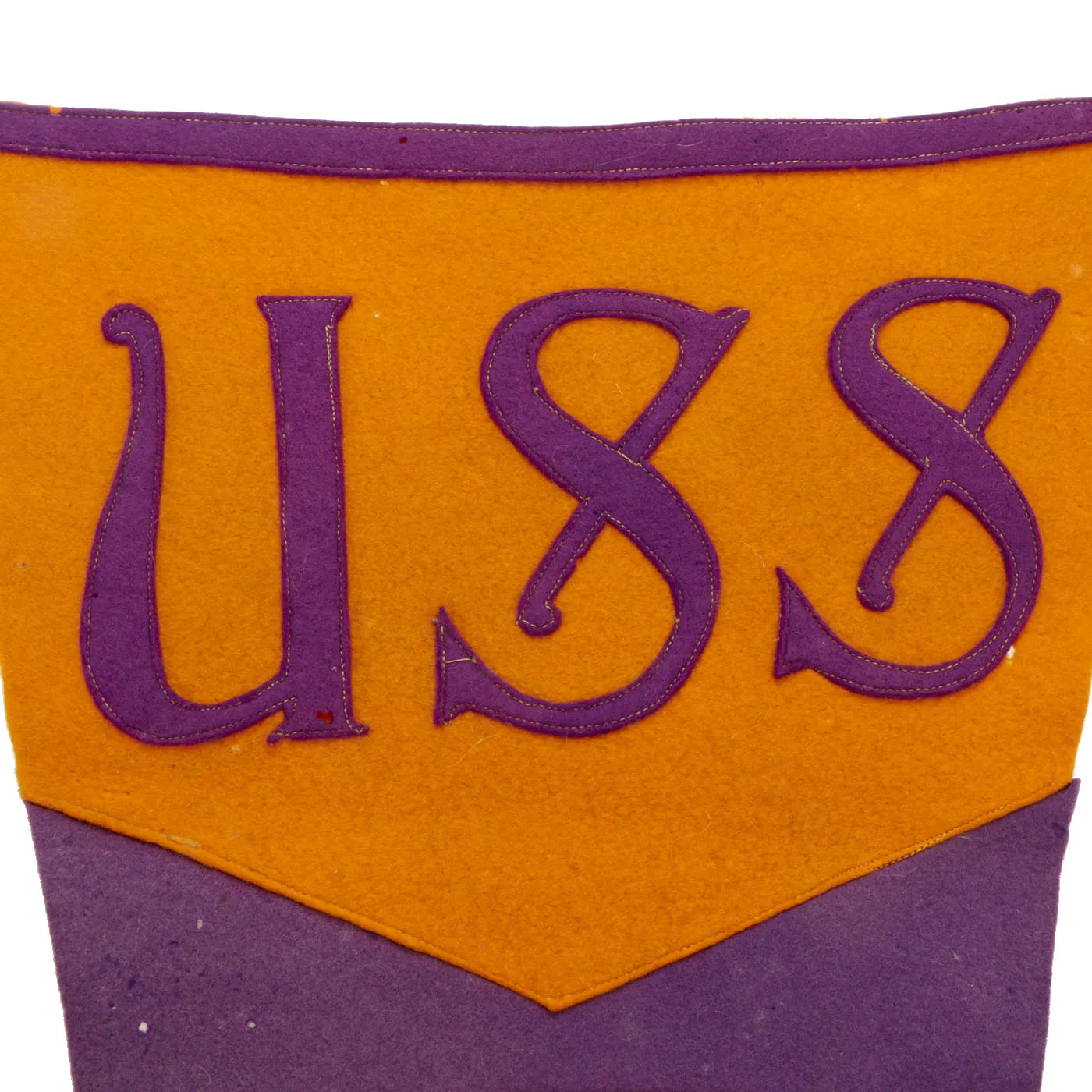 Original U.S. Pre-WWII USS California Wool Ships Pennant With 1919 Launch Medal - On Battleship Row and Sunk at Pearl Harbor