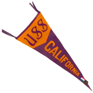 Original U.S. Pre-WWII USS California Wool Ships Pennant With 1919 Launch Medal - On Battleship Row and Sunk at Pearl Harbor
