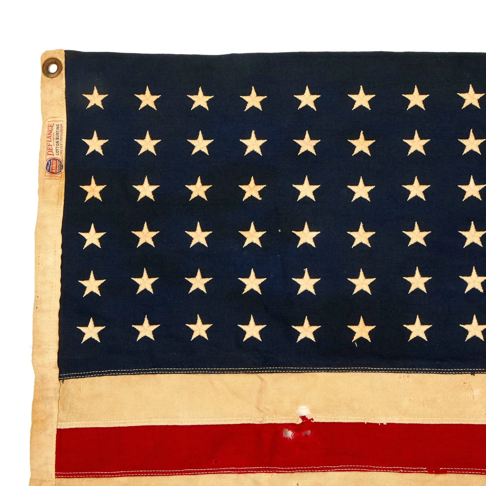 Original U.S. WWII Operation Neptune “D-Day” Allied Naval Invasion of Normandy Tank Landing Ship LST-383 “Battle Worn” 48 Star American Flag - 37” x 24”