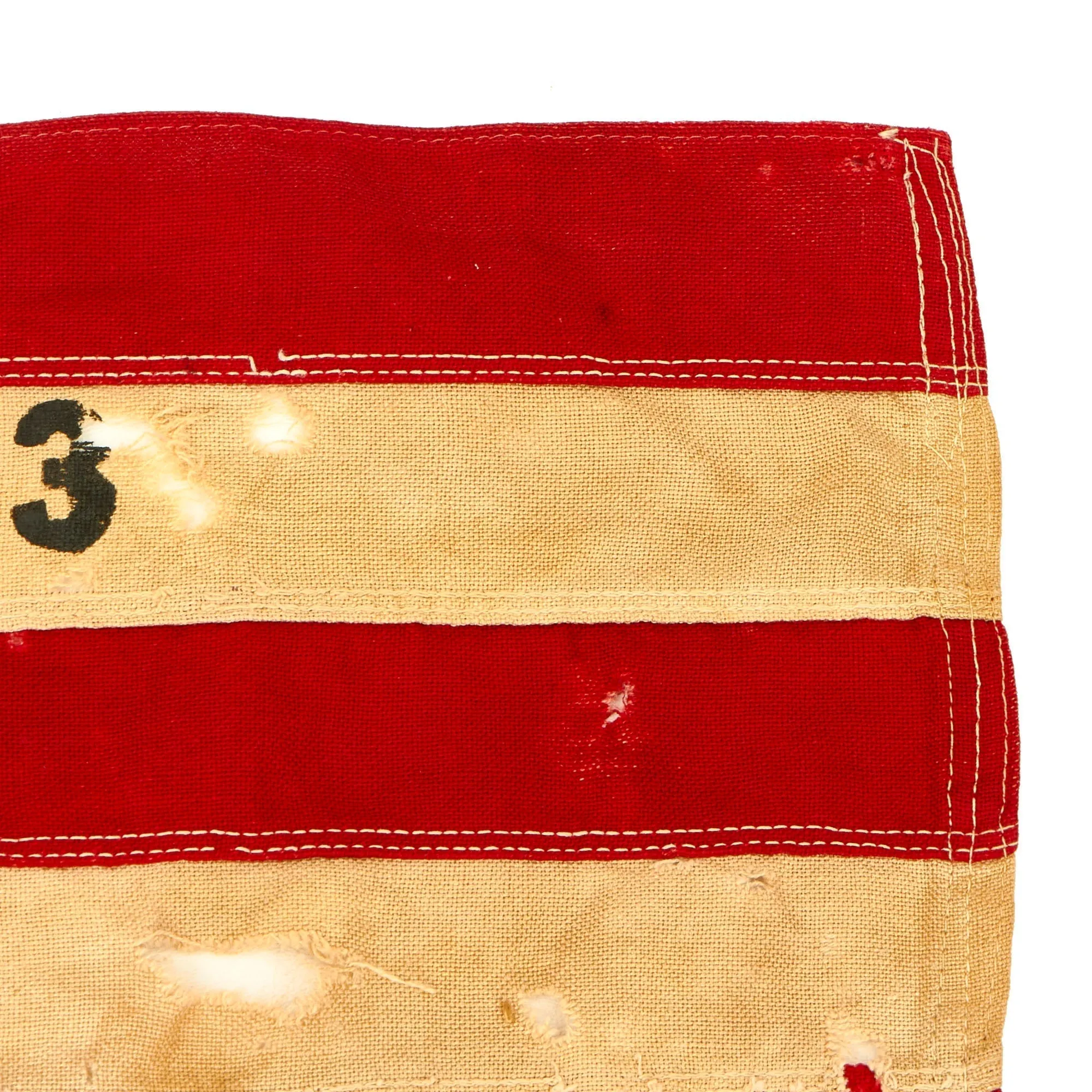 Original U.S. WWII Operation Neptune “D-Day” Allied Naval Invasion of Normandy Tank Landing Ship LST-383 “Battle Worn” 48 Star American Flag - 37” x 24”
