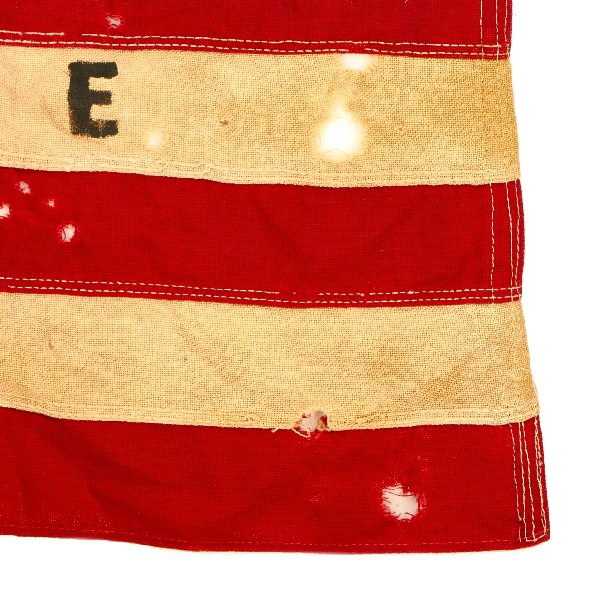 Original U.S. WWII Operation Neptune “D-Day” Allied Naval Invasion of Normandy Tank Landing Ship LST-383 “Battle Worn” 48 Star American Flag - 37” x 24”
