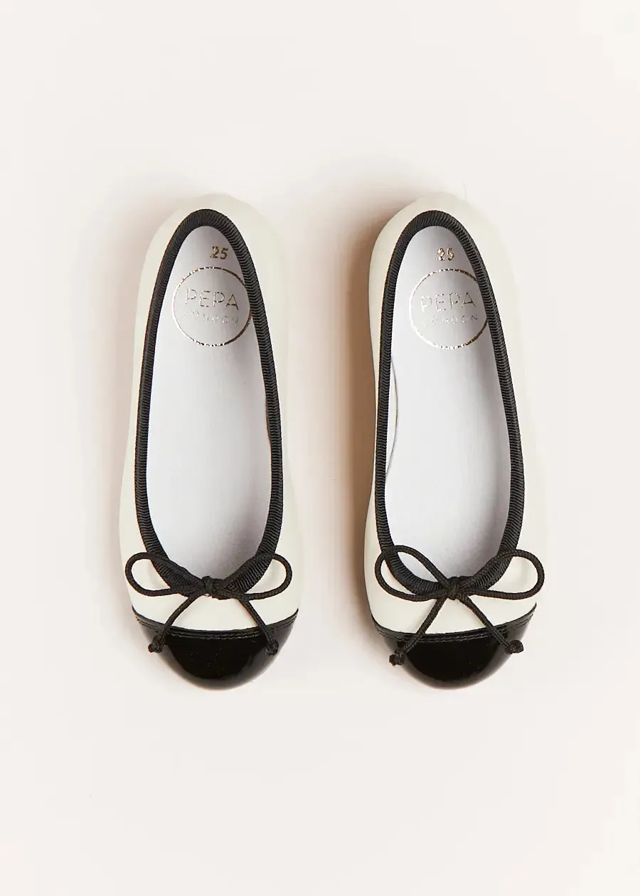 Patent Toe Ballerina Shoes in Cream (24-34EU)