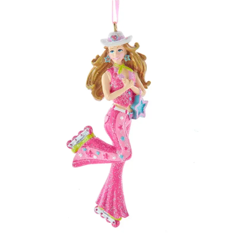 Pink Rollerskating Doll Ornament