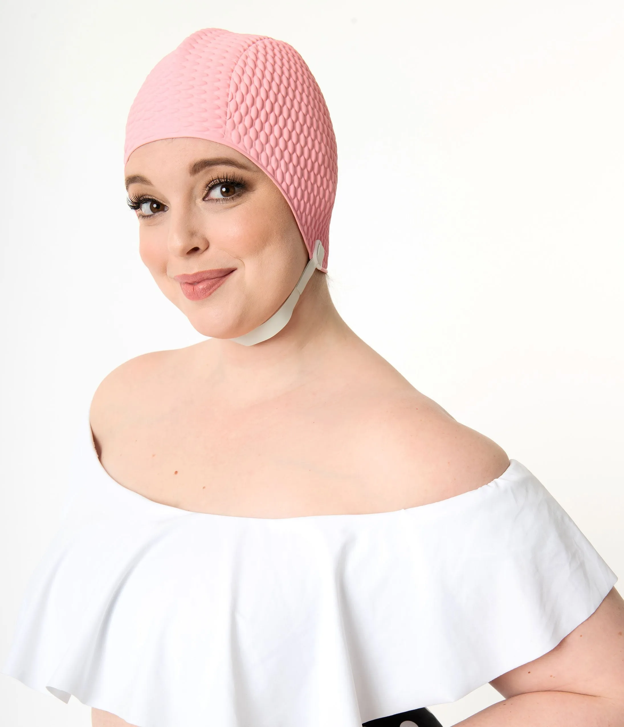 Pink Waffle Weave Swim Cap