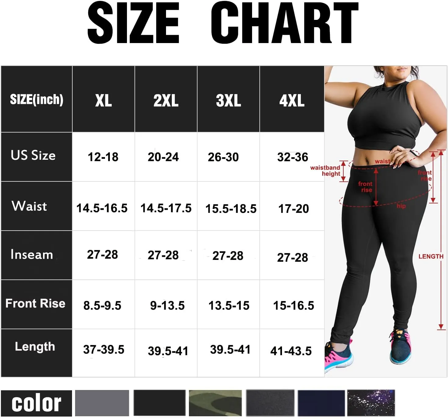 Plus Size XL Leggings 2-Pack: Black & Starry Night, High Waisted Tummy Control