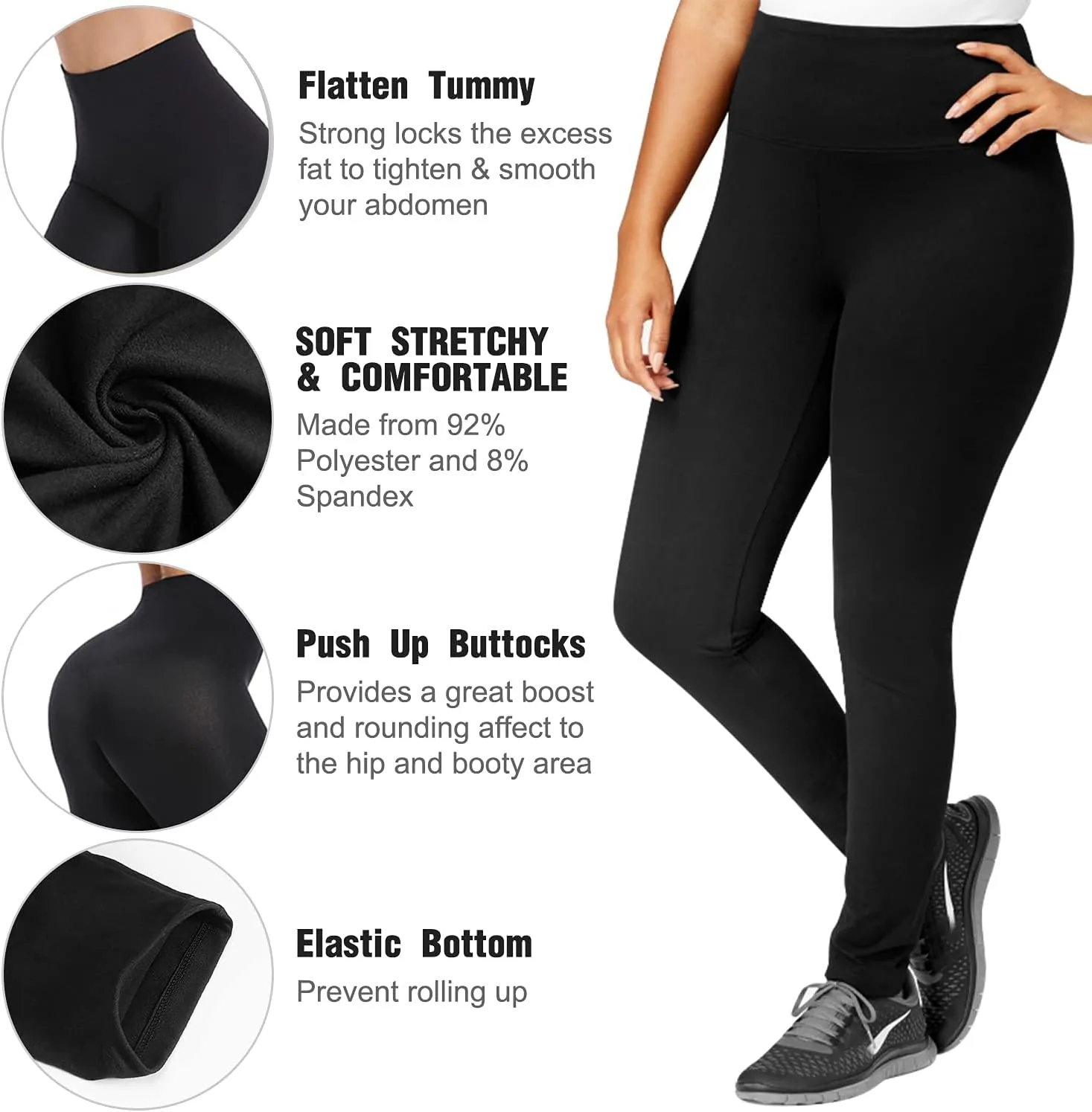 Plus Size XL Leggings 2-Pack: Black & Starry Night, High Waisted Tummy Control