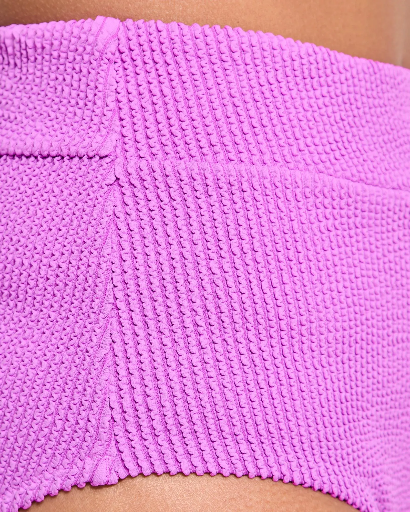 popular  Crinkle High Waisted Swim Bikini Briefs - Iris Orchid