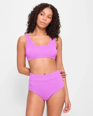 popular  Crinkle High Waisted Swim Bikini Briefs - Iris Orchid