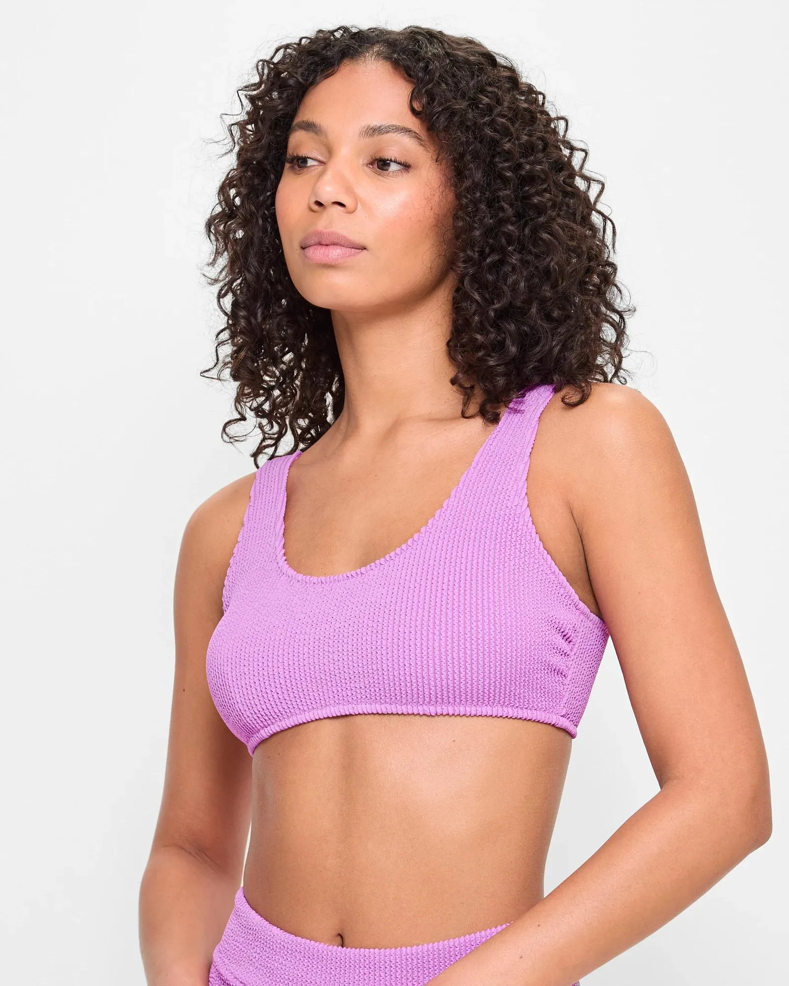 popular  Crinkle Scoop Swim Bikini Top - Iris Orchid