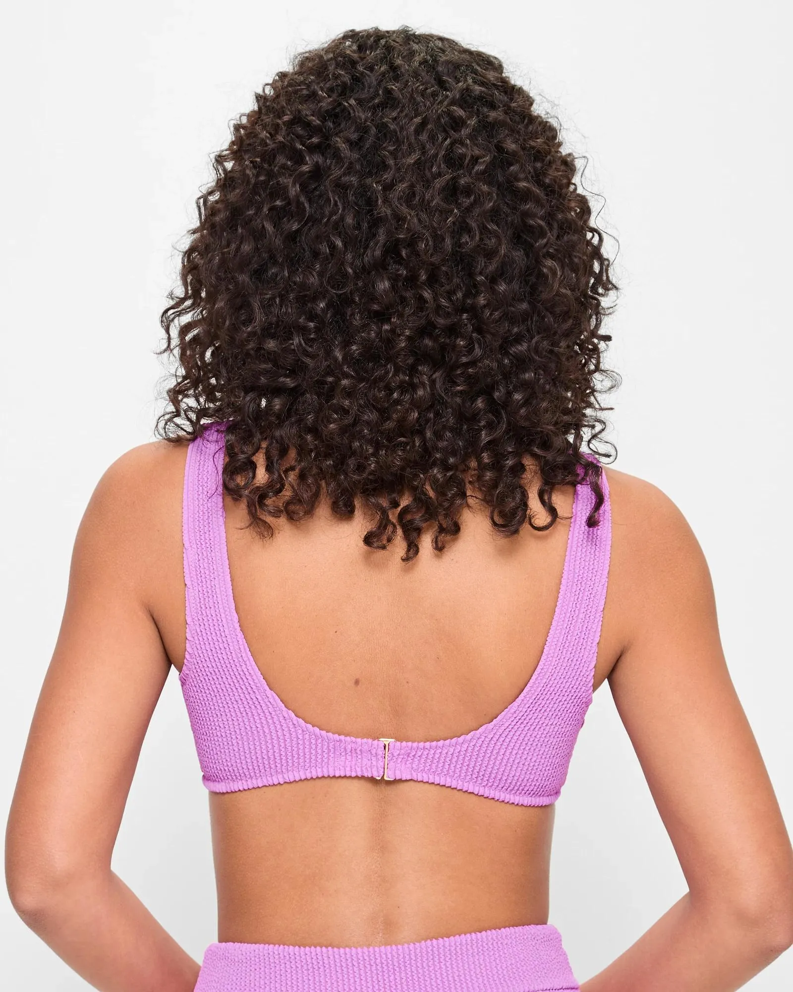 popular  Crinkle Scoop Swim Bikini Top - Iris Orchid