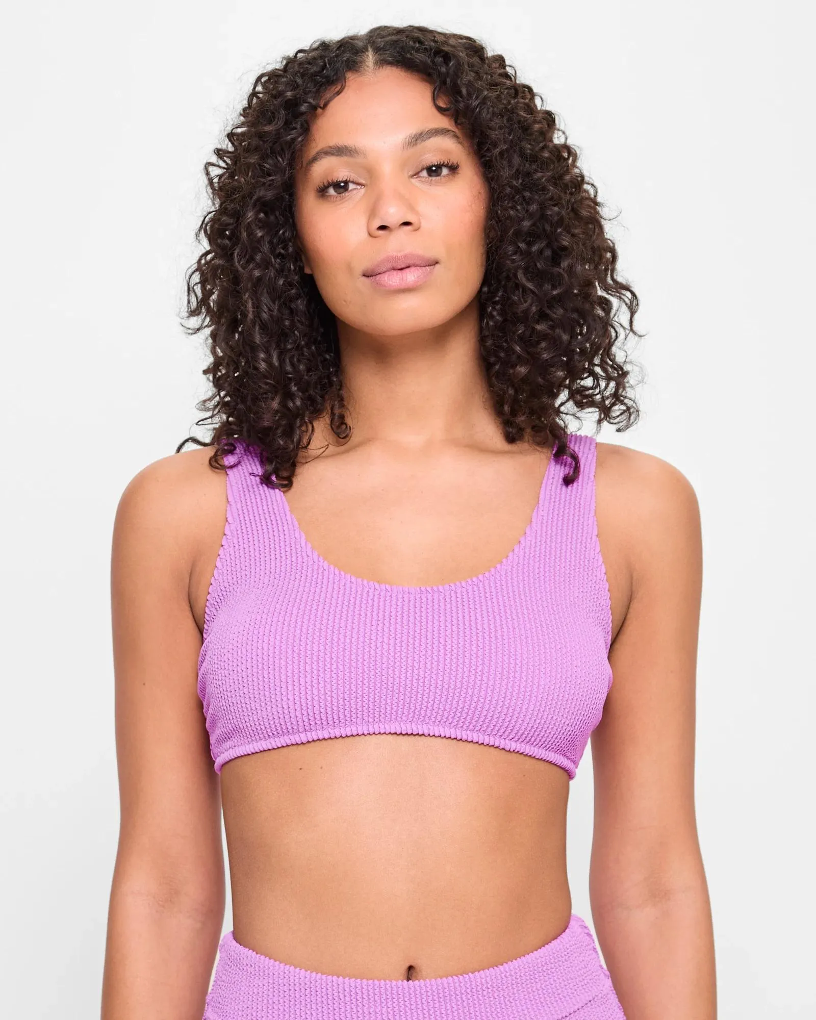 popular  Crinkle Scoop Swim Bikini Top - Iris Orchid