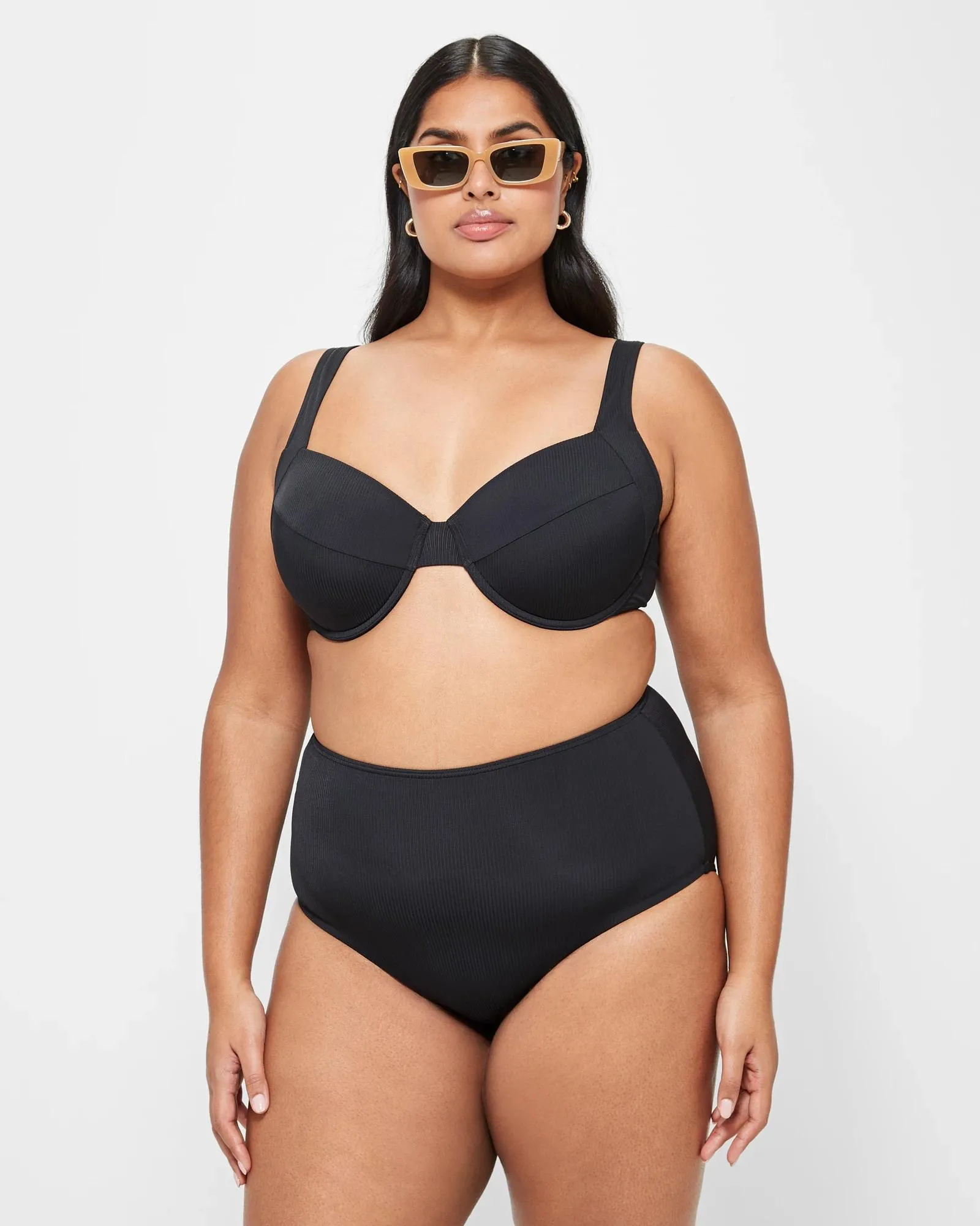 popular  Resort High Waisted Rib Bikini Briefs - Shape Your Body