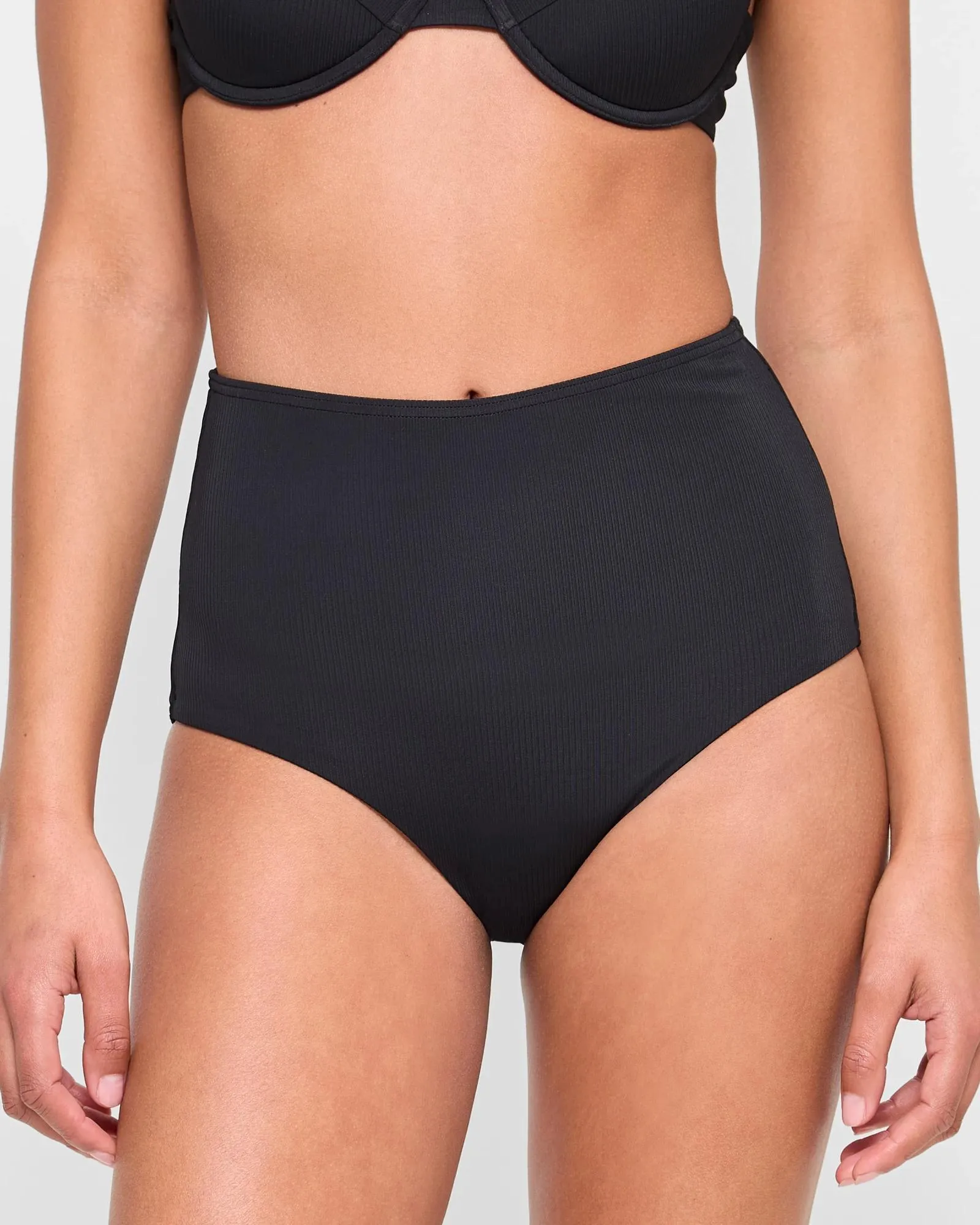 popular  Resort High Waisted Rib Bikini Briefs - Shape Your Body