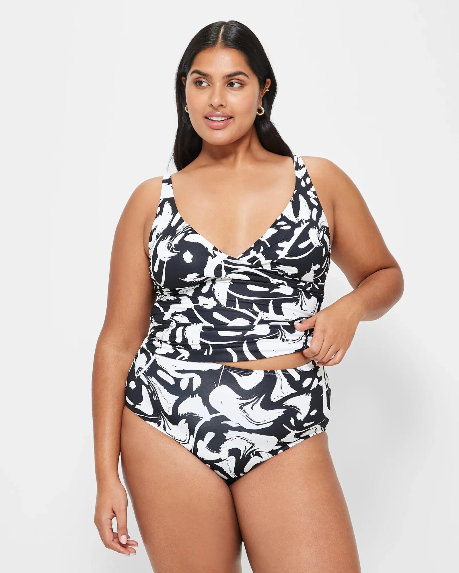 popular  Resort High Waisted Swim Bikini Bottoms - Shape Your Body - Painterly Shapes