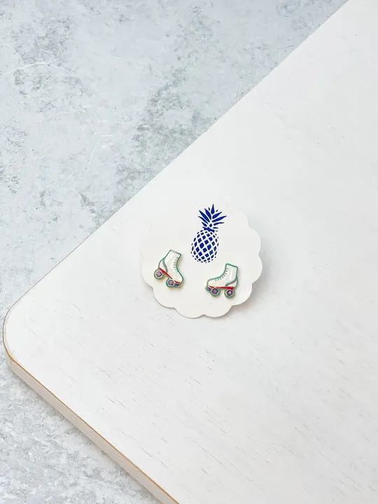 Roller Skates Enamel Stud Earrings