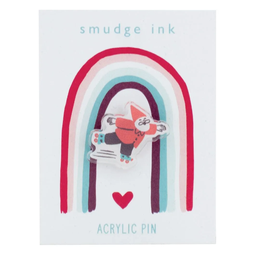 Roller Skating Gnome Acrylic Pin