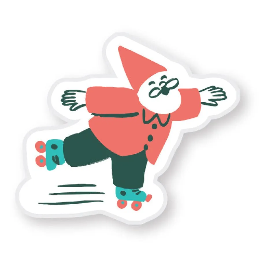 Roller Skating Gnome Acrylic Pin