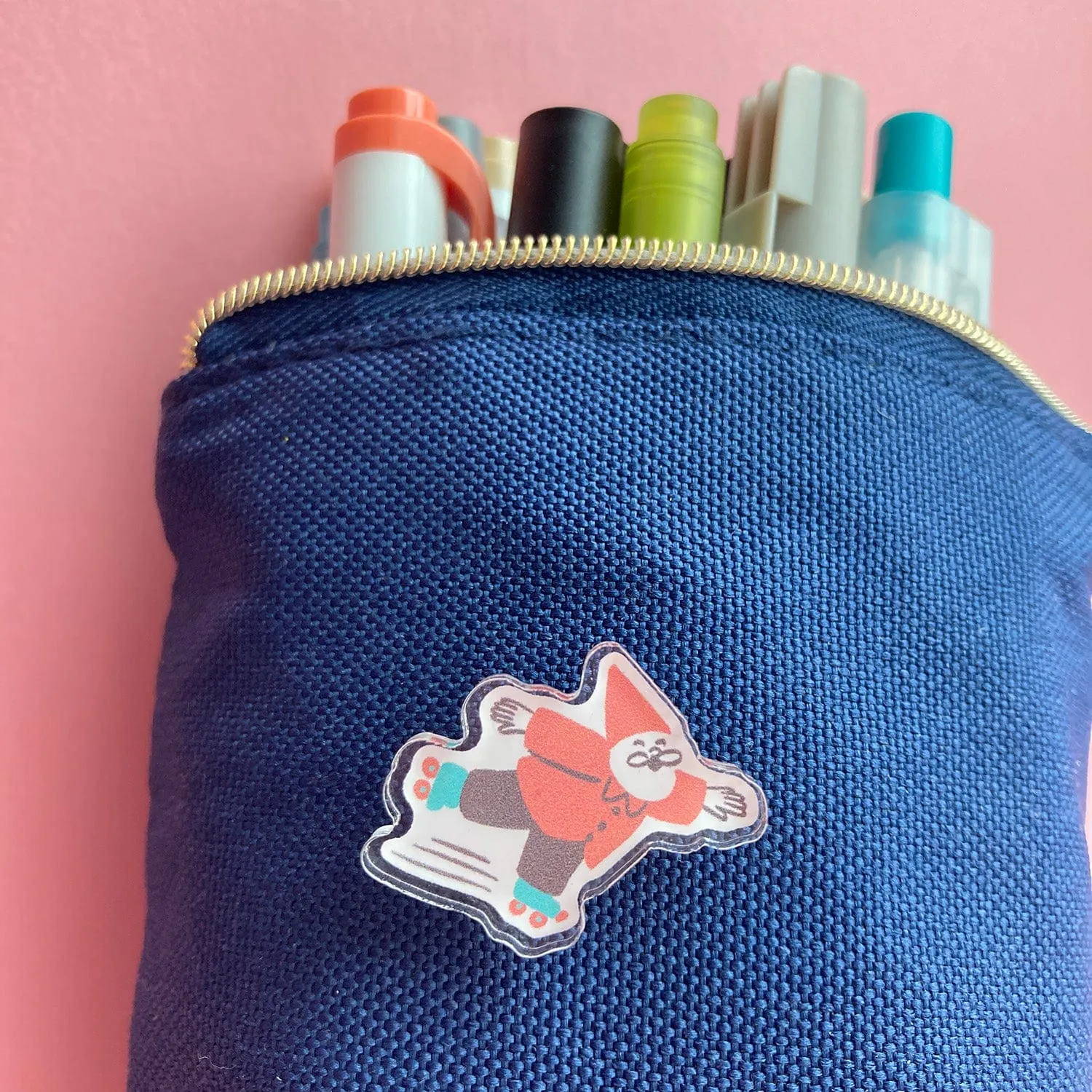 Roller Skating Gnome Acrylic Pin
