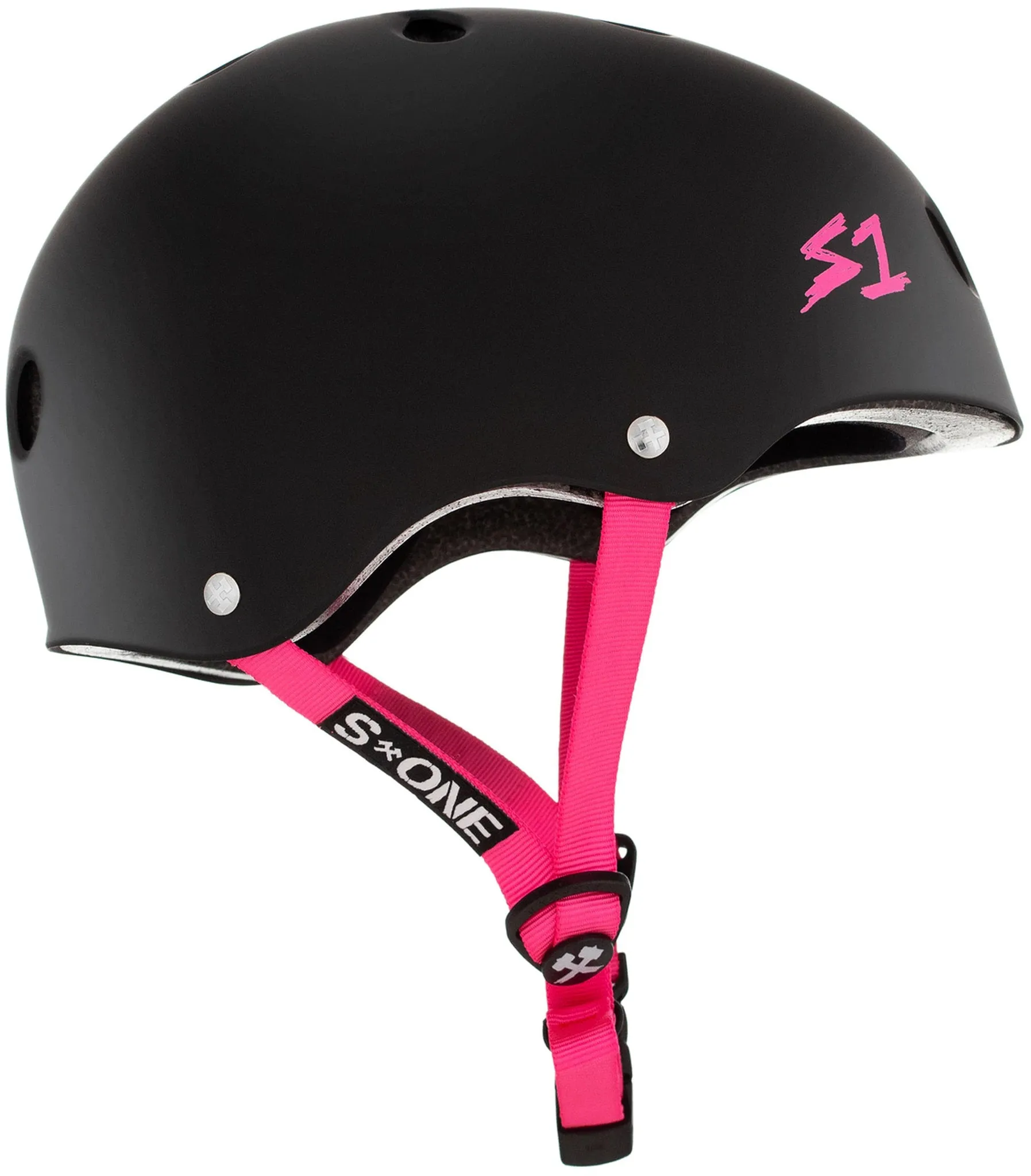 S1 Lifer Helmet - Black Matte/Pink Straps