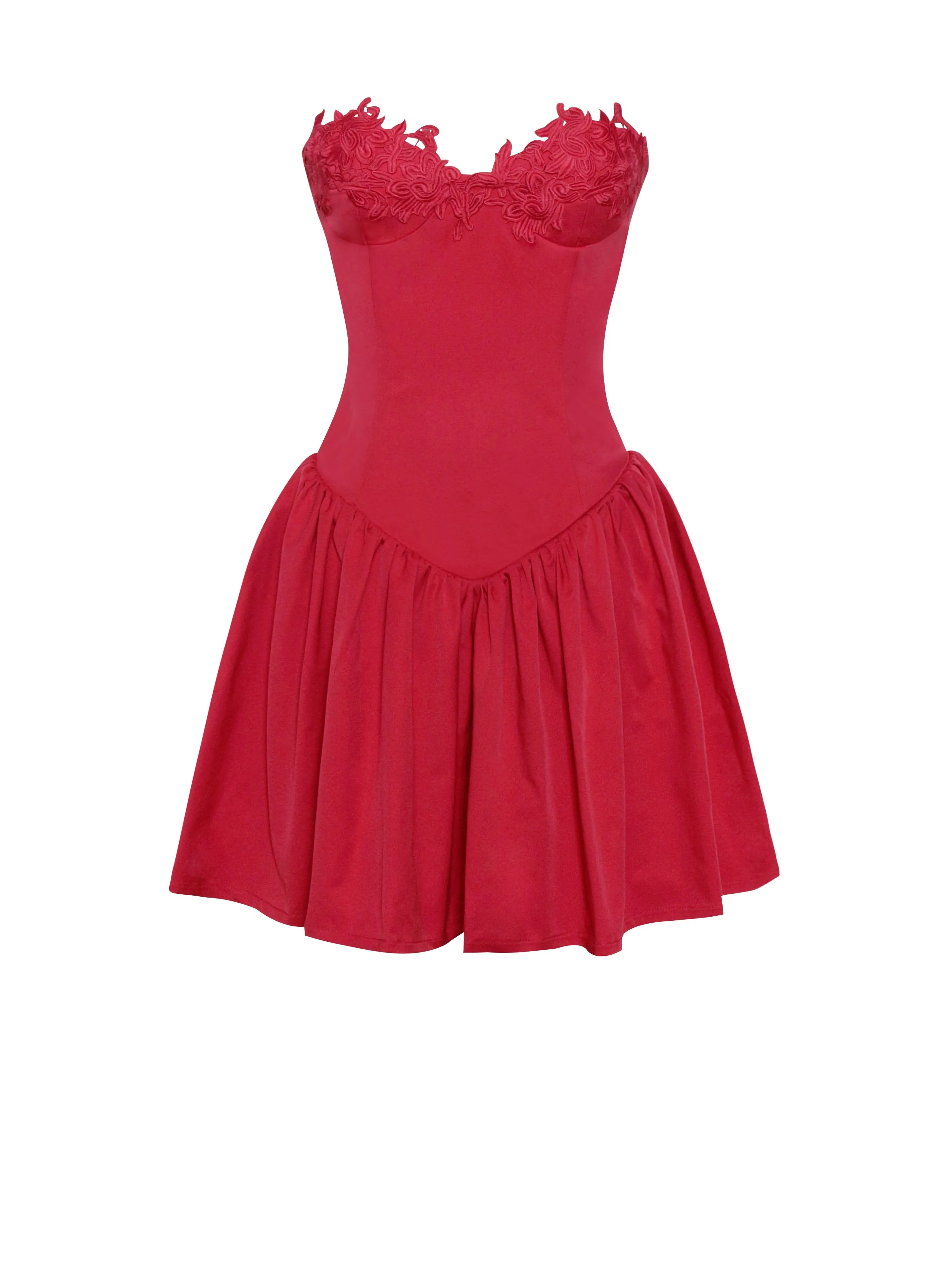 Sacha Red Lace Bustier Corset Mini Dress