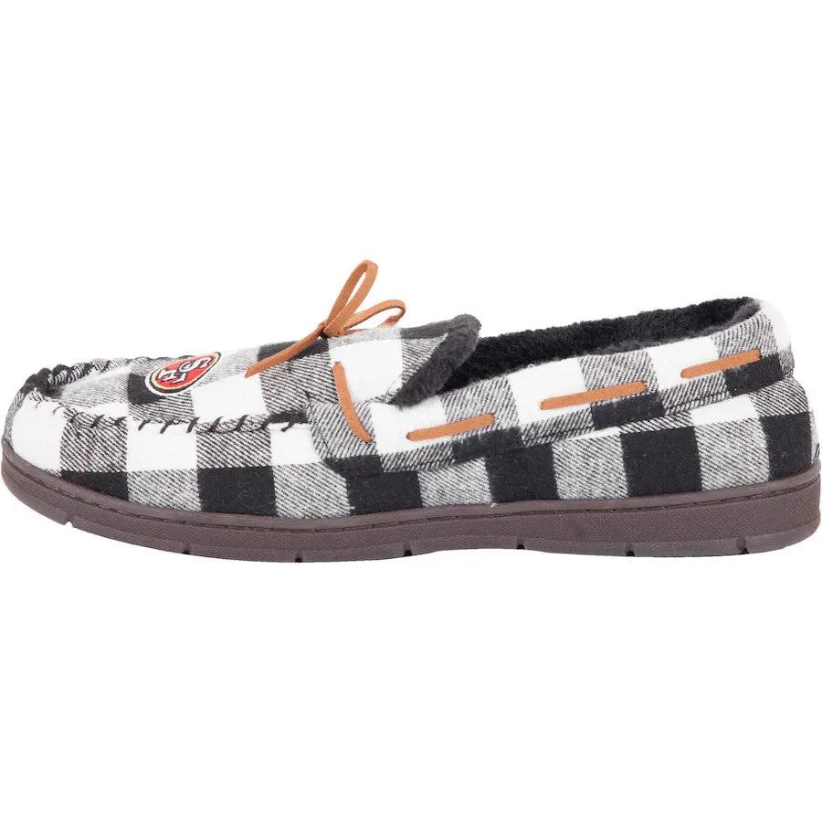 SAN FRANCISCO 49ERS MEN'S FLANNEL MOCCASIN SLIPPERS