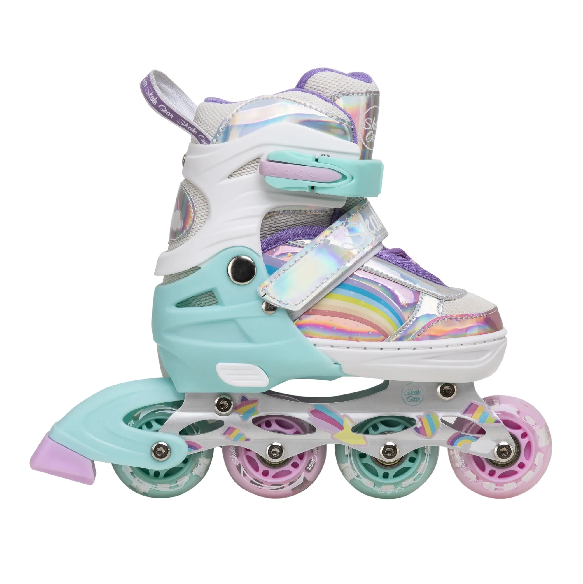 Skate Gear Rainbow Adjustable Light up Inline Roller Skates for Boys and Girls