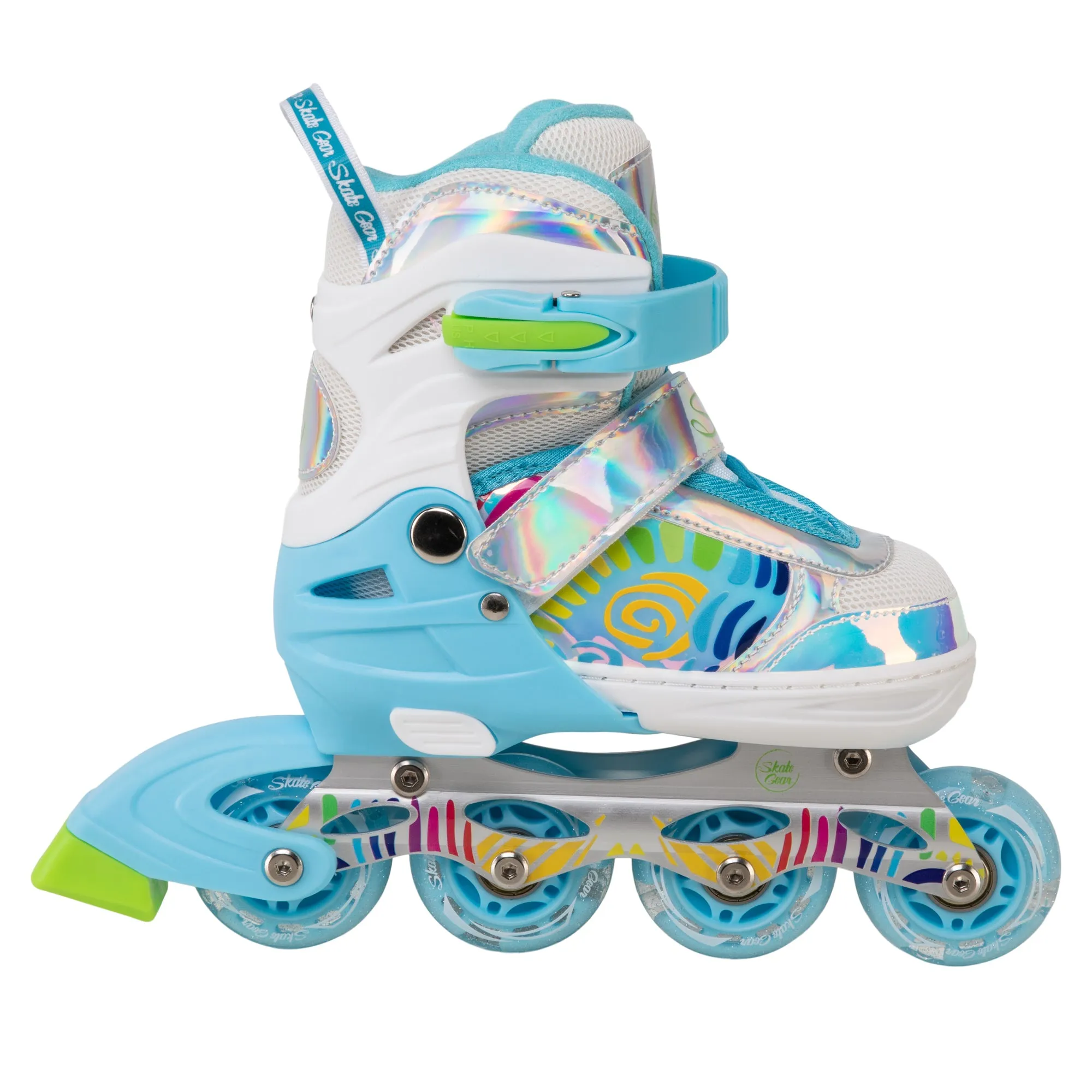 Skate Gear Rainbow Adjustable Light up Inline Roller Skates for Boys and Girls