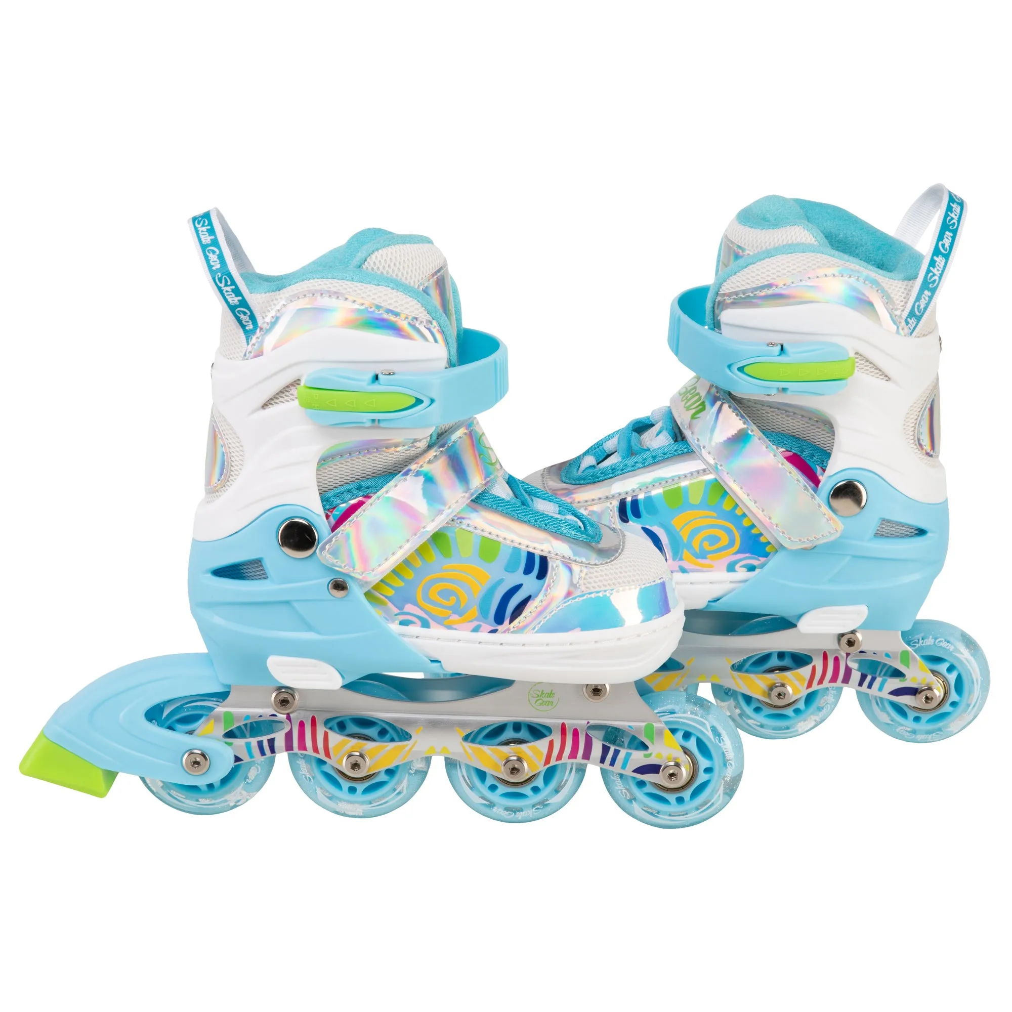Skate Gear Rainbow Adjustable Light up Inline Roller Skates for Boys and Girls