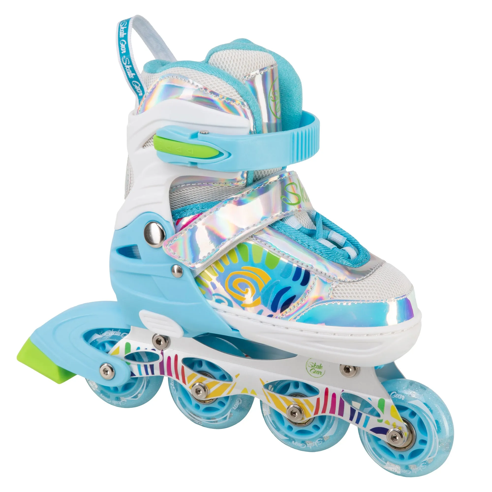Skate Gear Rainbow Adjustable Light up Inline Roller Skates for Boys and Girls