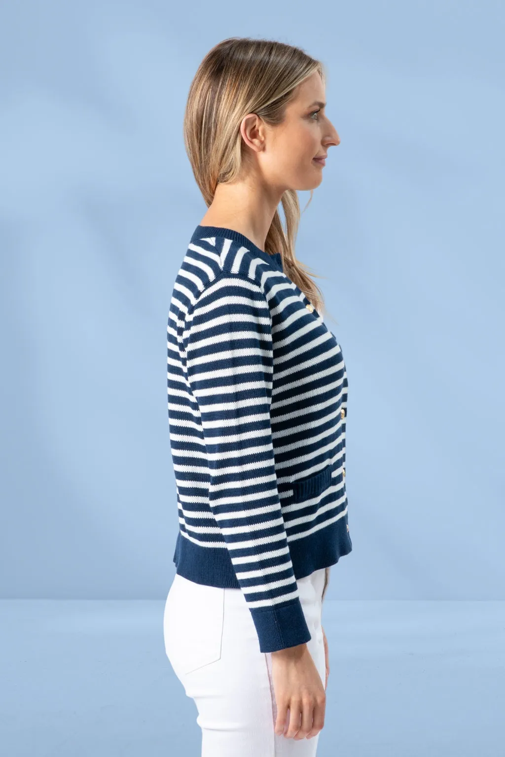 Stella and Gemma Navy Cardigan Navy White