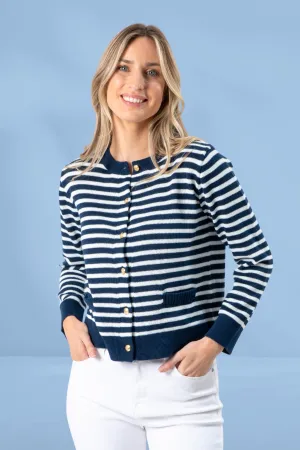 Stella and Gemma Navy Cardigan Navy White