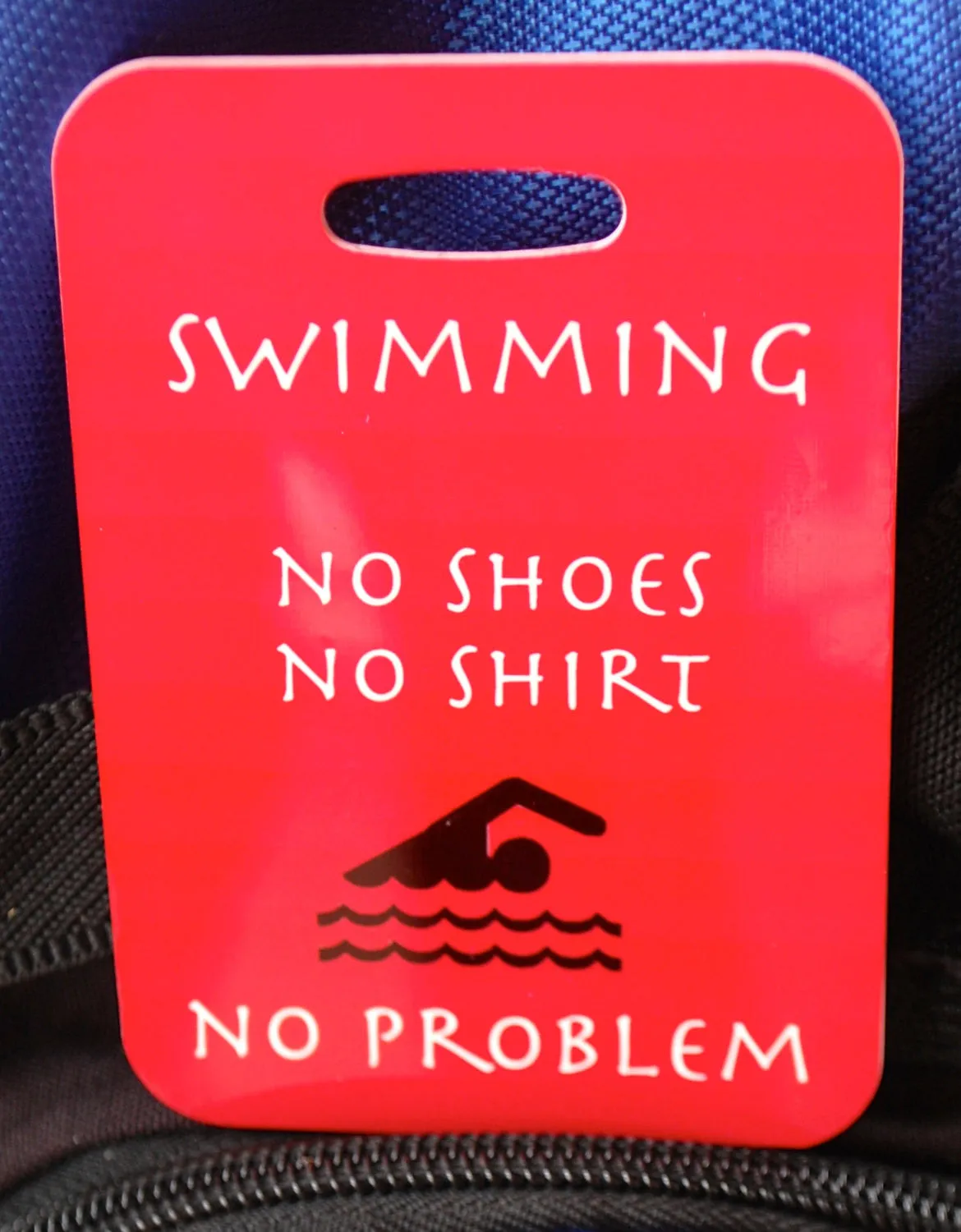 Swim Bag Tag, Sport Bag Tag, Swim Team Bag Tag, Swim Party favor, Triathlon, No Shirt, No Shoes, No Problem