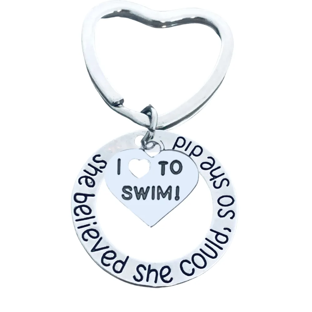 Swim Keychain - She Believed She Could So She Did - Pick Shape