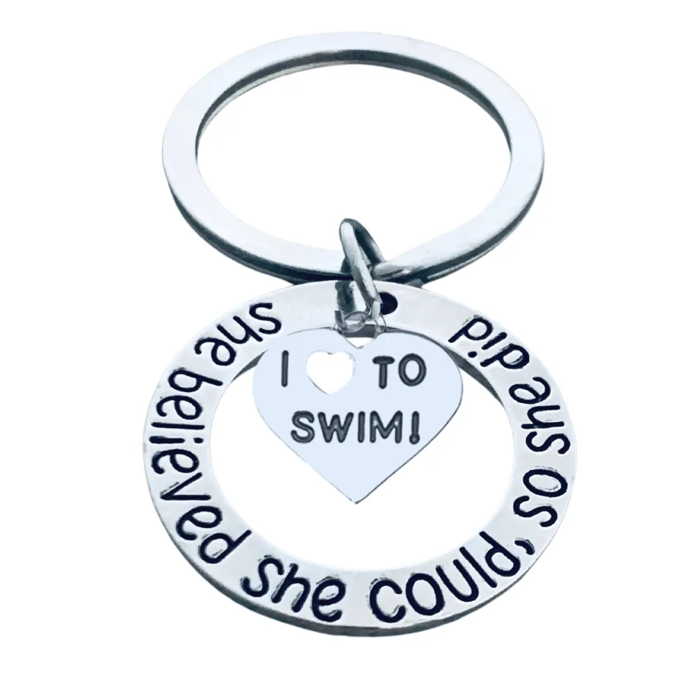 Swim Keychain - She Believed She Could So She Did - Pick Shape
